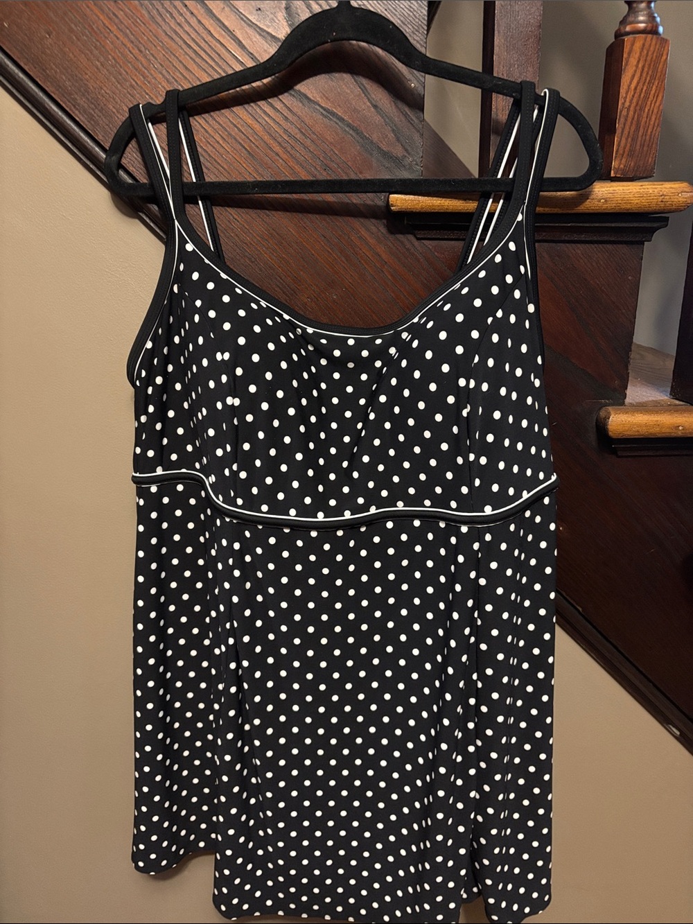 Studio Works Black and White Polka Dot One-Piece Swimdress